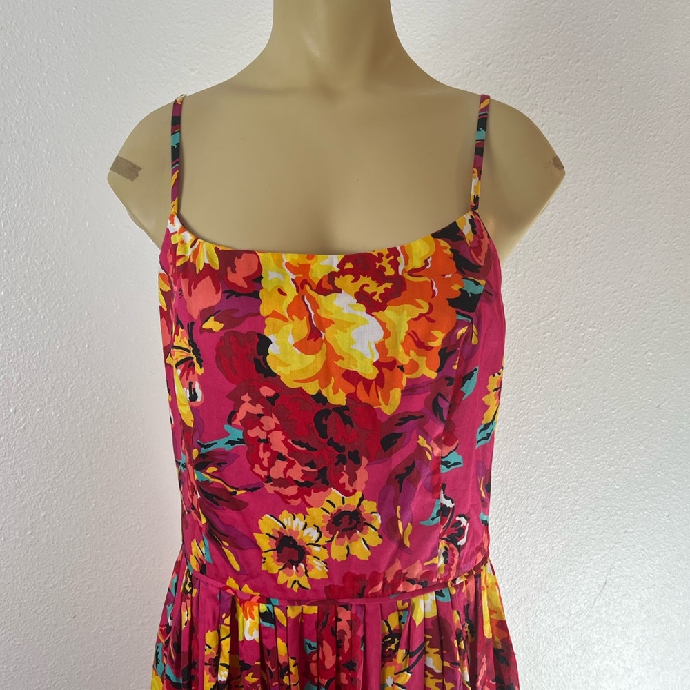 Isaac Mizrahi for Target spaghetti strap bold floral pink dress 10